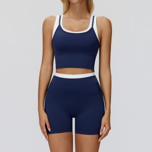 Royal Blue Yoga Two Piece: High Waist Biker Shorts & Buttery Soft Tank Top