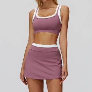 Blush Pink Yoga Two Piece: High Waist Shorts & Built-in Bra Top, Pilates Approved